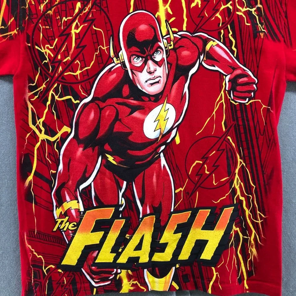 DC Comics Flash‎ Graphic T Shirt Kids Boys XL (14-16) Red Short Sleeve Crewneck